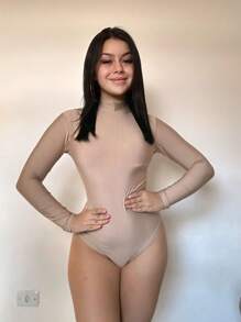 LONG SLEEVE BODYSUIT - Màu be - Xem 3