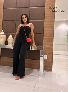 MABELDE Women's Strapless Jumpsuit With Cup Elegant - 黑色 - 查看 4