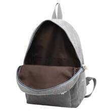 1pc Personalized Name Corduroy Casual Backpack, College Style Simple Streetwear Spacious Bag (Beige) - Beige - View 6