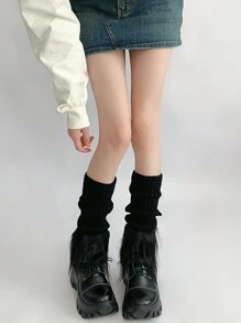 1 双彩色针织蓬松腿套，可爱时尚，适合日常、万圣节、圣诞节穿着 - 毛毛腿套 - 查看 10