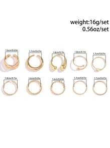 10pcs Stackable Knuckle Rings Set, Suitable For Women Teens Girls, Aesthetic Fashion Delicate Open-Band Medium Ring Sets, Medium Finger Ring Sets Jewelry Gifts