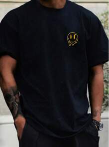 Men's T-Shirt Melting Face 100% Cotton Shirt Oversized Women's Blouse New Release - Black - View 1