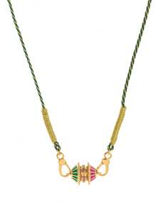 1Pc Colorful Hand Woven Rope Cylindrical Lucky Pendant Necklace, Inlaid With Zirconia, Colored Oil Droplets, Electroplated With Genuine Gold For Color Preservation, Suitable For Daily Wear And Holiday Gifts - Multicolor - View 7