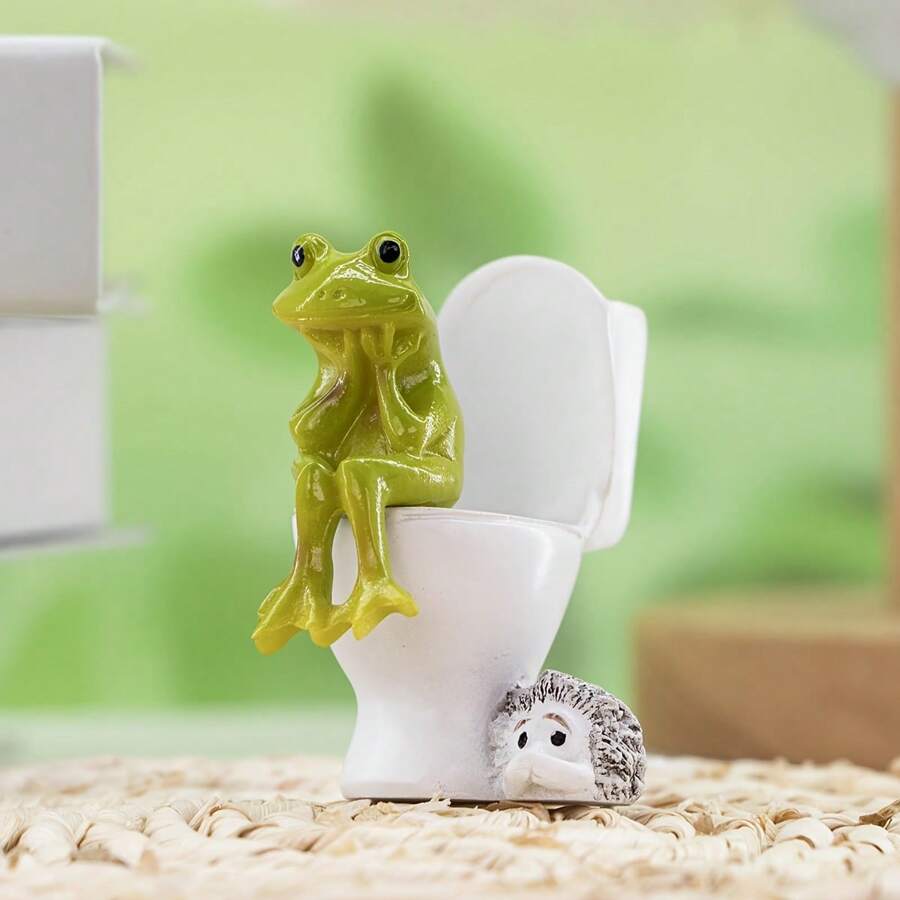 1pc Đồ trang trí bàn làm việc hình con ếch và nhím dễ thương và vui nhộn - Nhiều màu - Xem 1