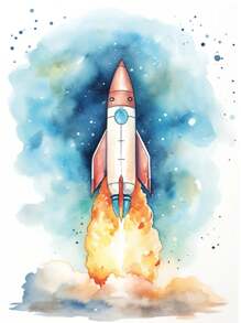 1pc Retro Space Astronaut Spacecraft Rocket Poster Canvas Tranh Bắc Âu Tường Nghệ Thuật Hình Ảnh Cho Phòng Khách Nhà Trang Trí Phòng Ngủ Bé Trai Không Có Khung - Nhiều màu - Xem 24