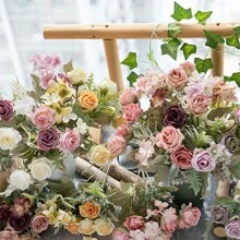 1PC Artificial Flowers Silk Roses Bouquets Fake Plants Room Decor Fall Decor Silk Hydrangea Bouquets Fake Plants For Centerpieces For Autumn Decorations Wedding Vase For Home Dining Room Bedroom Decorations, Festival Birthday Party Accessories, Outdoor Garden Decorations - Multicolor - View 13