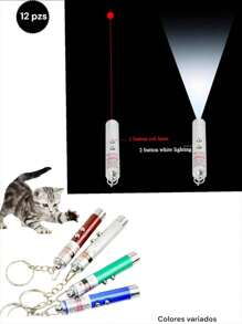 Paquete de 6 o 12 llaveros multifuncionales con mini linterna, apuntador láser rojo, lampara, y luz intermitente ideal para recuerdo de primera comunión, bautizo, cumpleaños, boda XV años, recuerdos para fiesta, souvenir para fiesta - 12 pzs - Ver 3