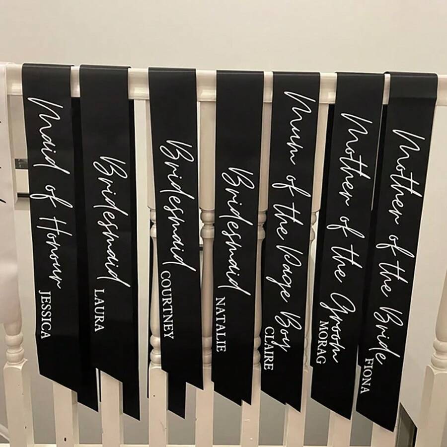 Écharpe personnalisée noire pour rôle et nom de mère du marié, future