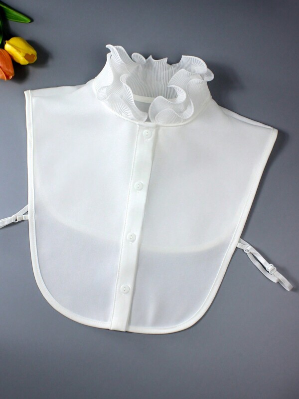 1pc Women Stand Collar Detachable Ruffle Trim Vintage Chiffon Decor Casual Blouse Shirts Decoration For Winter Use Valentine's Day Valentines