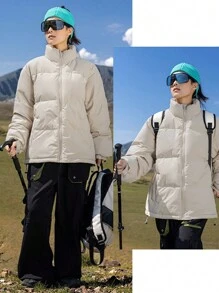 Áo khoác ấm mùa đông cho nữ, áo khoác chống lạnh ngoài trời, áo khoác thể thao leo núi đa năng cho nữ, quần áo nữ - Màu Khaki - Xem 3