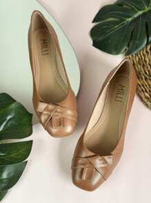 Women's Square Toe Flats Comfortable Modern Formal Shoes - Rust Brown - View 5