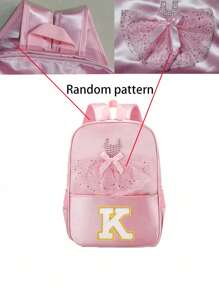 1个拉链封口时尚甜美公主风舞蹈包，附赠A-Z 26个字母贴纸，纯色背包，适合青少年芭蕾舞学校，也可用于外出，可调节肩带，舒适耐用，长款顺滑，百搭简约，是送给朋友和青少年的完美礼物（DIY字母贴纸） - 粉色 - 查看 4