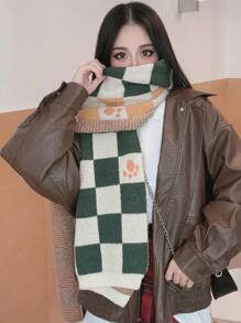 Handmade Green Plaid Scarf, Unisex Fashionable Double-Sided Shawl/Scarf For Winter, Korean Style