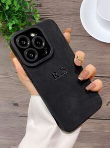 Ốp lưng điện thoại khắc tên cá nhân theo yêu cầu, tương thích với iPhone 11 12 13 14 15 16 17 Pro Max Plus 17 Air, chất liệu da PU mềm cao cấp Hàn Quốc, khắc 3D chữ cái, tên, chống sốc, chống va đập, quà tặng lễ hội cho người yêu, bạn bè, gia đình và chính bạn. - màu đen - Xem 2