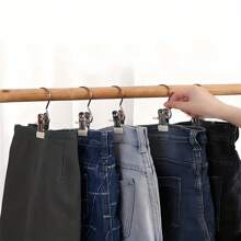 10 件不锈钢旋转挂钩多用途无缝衣夹，用于晾干、悬挂和整理衣服、毛巾和织物，节省空间 - 彩色 - 查看 3