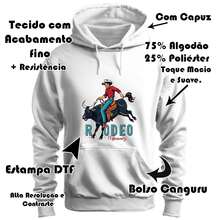 Printed Sweatshirt In Various Colors, Unisex, With Pocket And Hood, Rodeo Country - White - View 3
