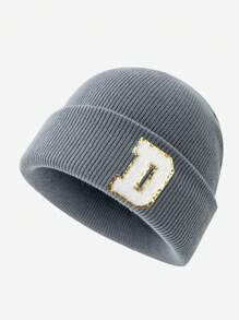 1 chiếc mũ len đan 26 chữ Unisex, mũ mùa đông ấm áp đa năng thời trang, thích hợp sử dụng ngoài trời vào mùa thu/đông, món quà tuyệt vời - Xám - Xem 34