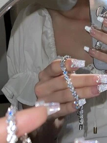 1 件欧式奢华女士手链，水晶心形镶嵌女士手镯，适合约会/派对的礼物 - 愛心 - 查看 1