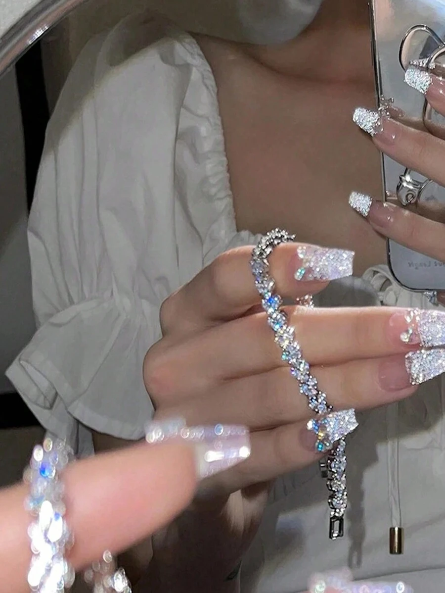 1 件欧式奢华女士手链，水晶心形镶嵌女士手镯，适合约会/派对的礼物 - 愛心 - 查看 1