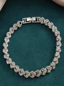 1 件欧式奢华女士手链，水晶心形镶嵌女士手镯，适合约会/派对的礼物 - 愛心 - 查看 3