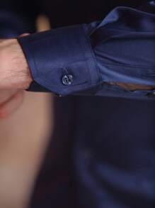 Long Sleeve Dress Shirt Does Not Wrinkle Easily - Màu xanh hải quân - Xem 4
