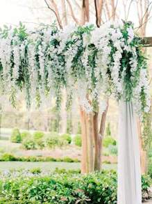 3/12/24/36pcs White Wisteria Artificial Flowers, Long Hanging Silk Flower Wreath, Fake Flowers For Wedding Decor, Holiday Party, Garden, Dining Table, Home Decoration, Room Decor, Autumn Decor, Garden Decor, Artificial Flowers For Back To School Season, Christmas, Thanksgiving, Gifts, Wall Hanging - White - View 9