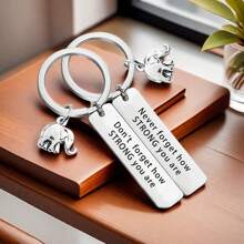 Móc khóa sáng tạo hình con voi Confident Creed bằng kim loại hình chữ nhật khắc, Móc khóa sắt hình con vật tùy chỉnh - Nhiều màu - Xem 3