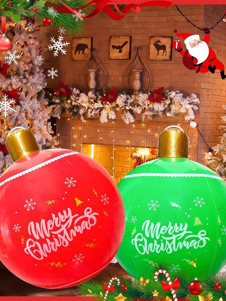 Bola de Navidad inflable gigante de PVC, Bola inflable de PVC, Bolas de Navidad inflables gigantes, Bola inflable de Navidad, Bolas de adornos inflables, Decoraciones de bolas inflables, Bola de decoración de Navidad inflable gigante - Material de PVC resistente a la intemperie, para decoración de patio, jardín y porche de interior y exterior, perfecto para decoración de Pascua (incluye bomba de aire)