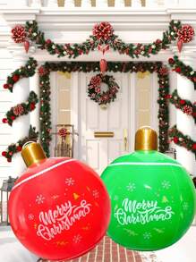 Bola de Navidad inflable gigante de PVC, Bola inflable de PVC, Bolas de Navidad inflables gigantes, Bola inflable de Navidad, Bolas de adornos inflables, Decoraciones de bolas inflables, Bola de decoración de Navidad inflable gigante - Material de PVC resistente a la intemperie, para decoración de patio, jardín y porche de interior y exterior, perfecto para decoración de Pascua (incluye bomba de aire)