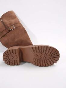 Fashion Reversible Thick Sole Over The Knee Boots For Women, Chunky Heel Riding Boots For Autumn/Winter - Rust Brown - View 9