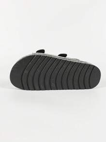 roulvxiang 全新休闲家居户外服饰厚底黑色鞋带水钻亮片、编织绳边女式拖鞋 - 黑色 - 查看 8