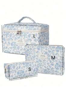 1 个花卉印花多用途储物袋，适用于化妆品、卫生巾、卫生棉条、贴身衣物 - 彩色 - 查看 5