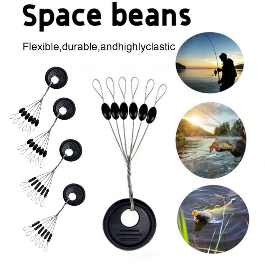 6个/套黑色橡胶椭圆形止动器钓鱼浮漂，鲶鱼钓鱼浮漂，叶形止动器 - 彩色 - 查看 1