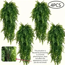 1pc/2/4/8pcs Ultra-Realistic Faux Hanging Plant Set - Artificial Fern & Ivy Greenery - UV Resistant, Low-Maintenance Plastic Decor For Patio, Porch, & Indoor Spaces