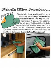 Kit 04 Cloths For General Cleaning Double-Sided Flannel And Microfiber - Towel - Màu xanh lá - Xem 2