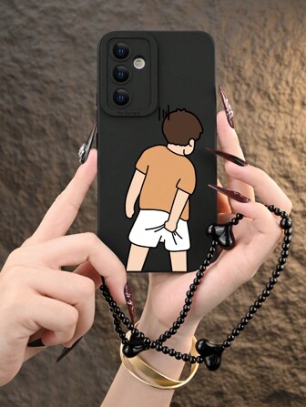 1 bucată brățară cu design grafic la modă, husă moale de protecție în formă de inimă cu textura neagră mată compatibilă cu Apple. Excelent pentru prieteni, familie, cupluri, ca cadou de Crăciun, de Ziua Recunoștinței, de Anul Nou