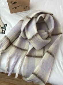 1 chiếc khăn choàng thời trang dày mềm mại sọc nhiều màu cho mùa thu/đông dành cho các cặp đôi, khăn choàng ngoài trời ấm áp, dài thanh lịch, thích hợp làm quà tặng, siêu dài - màu xanh lá - Xem 5