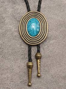 1 件蓝色珐琅猫眼奢华男士项链，西式 BOLO TIE 复古时尚吊坠项链，欧美复古风格，毛衣链配饰，男士圣诞礼物 - 波洛項鍊 - 查看 13