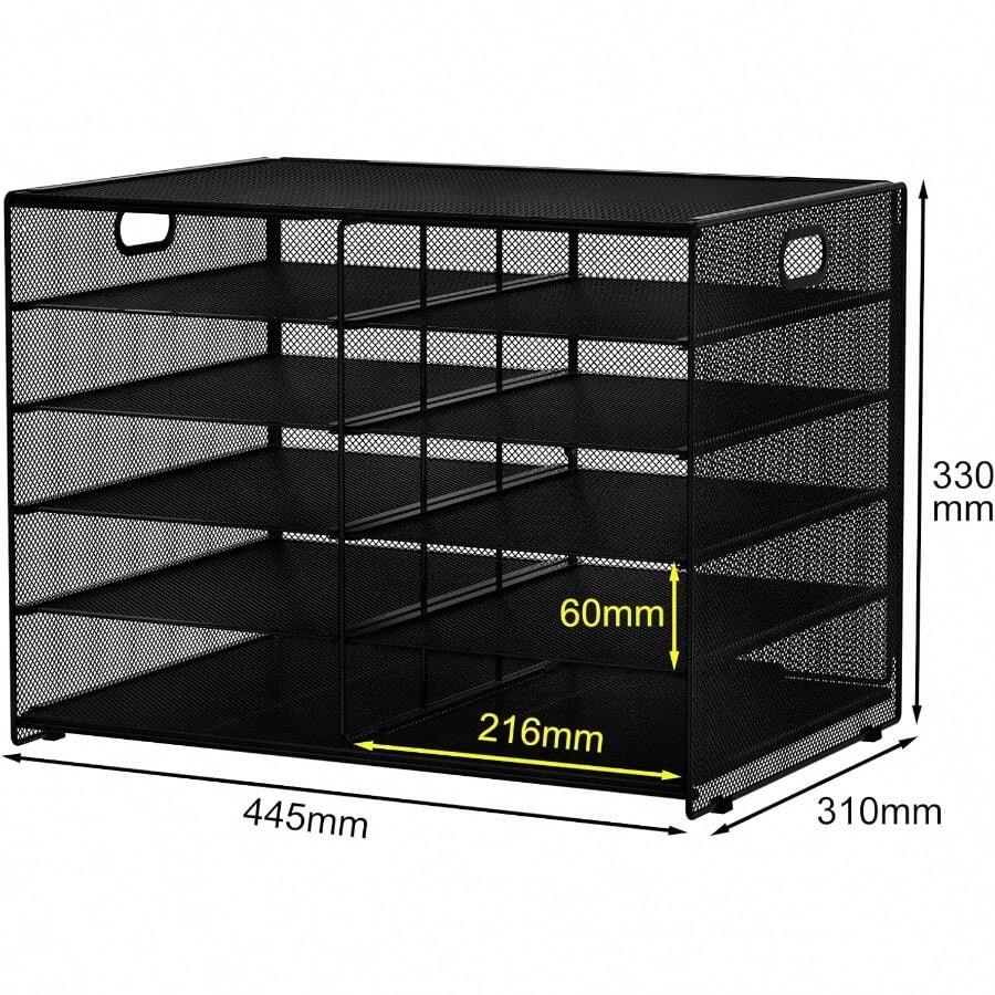 5 Tier 10 Compartments Desktop A4 Mesh Filing Tray Office Desk Tidy