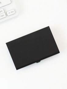 1 件名片夹金属名片盒口袋简约信用卡夹卡片盒超薄名片盒加厚铝合金明信片盒男女通用口袋金属卡片盒专业不锈钢名片夹钱包名片夹扣式闭合名片夹外出携带方便赠送朋友展览礼品商务