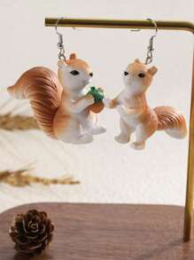 1 chiếc bông tai mặt dây chuyền hình con sóc sáng tạo, quà tặng cho phụ nữ - Nhiều màu - Xem 4