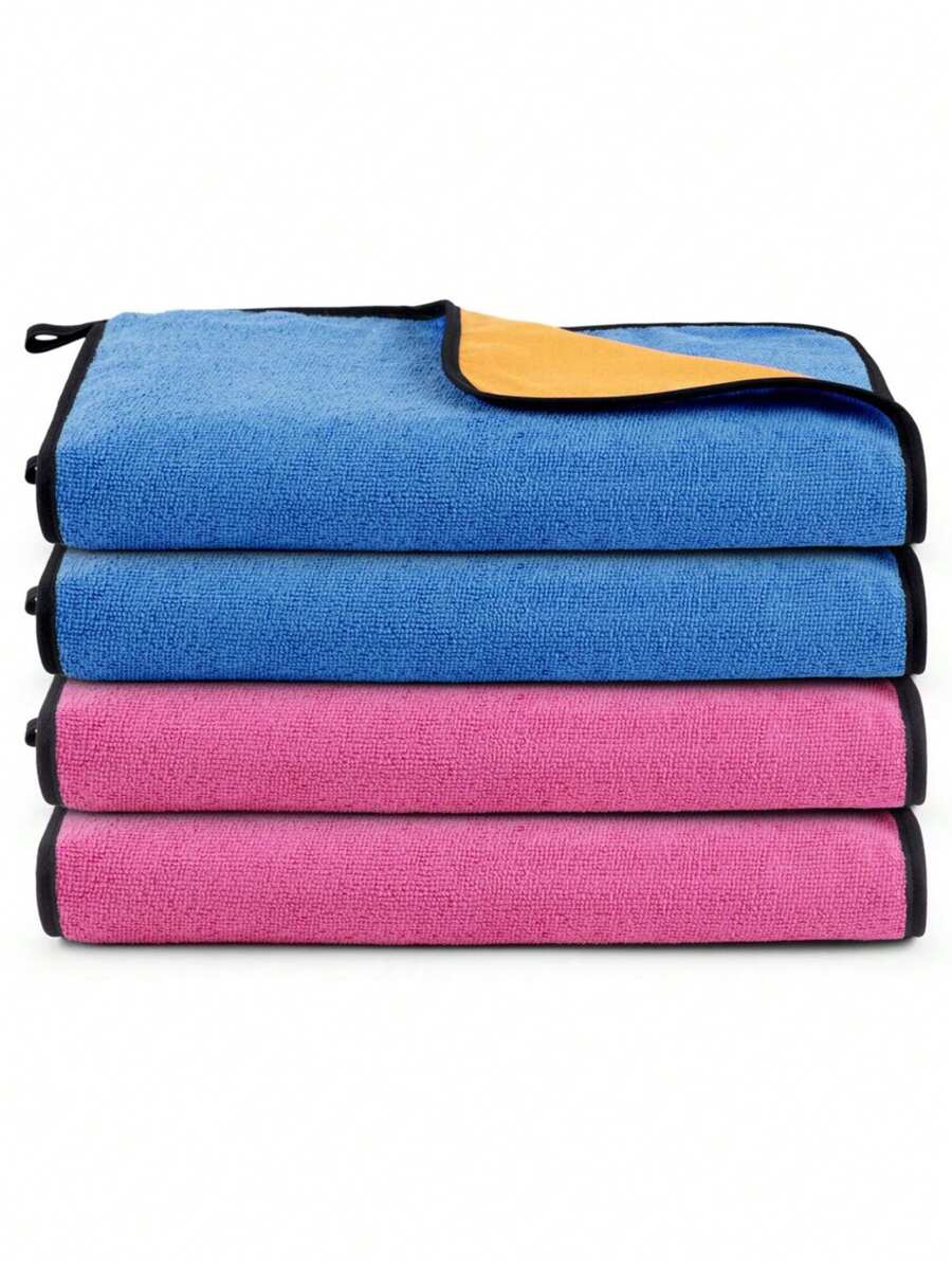 Kit 04 Cloths For General Cleaning Double-Sided Flannel And Microfiber - Towel - 藍色 粉紅色 - 查看 1