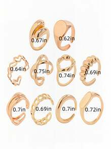 10pcs Stackable Knuckle Rings Set, Suitable For Women Teens Girls, Aesthetic Fashion Delicate Open-Band Medium Ring Sets, Medium Finger Ring Sets Jewelry Gifts