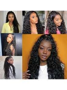 34 英寸 13X4 蕾丝额头假发 人发 天然黑色 150% 密度透明蕾丝浅绿色 预提取自然发际线 优质女士人发假发 假发带 人发假发 8-34 英寸 - 黑色 - 查看 5