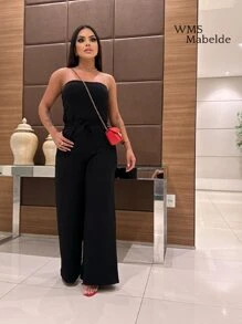 MABELDE Women's Strapless Jumpsuit With Cup Elegant - 黑色 - 查看 3