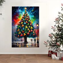 1pcs Christmas Tree Wall Art, Canvas Poster Print Wall Art For Bedroom, Living Room And Hallway, Ideal Gift For Home Decoration And Room Decor