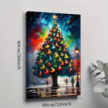 1pcs Christmas Tree Wall Art, Canvas Poster Print Wall Art For Bedroom, Living Room And Hallway, Ideal Gift For Home Decoration And Room Decor