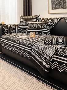 1 vỏ gối chống trượt cho ghế sofa phong cách retro mọi mùa - màu đen - Xem 2
