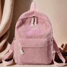 1 pièce Sac à dos décontracté pour femmes de style universitaire en velours côtelé personnalisé avec nom (rose), lettrage, multifonction, portable, grande capacité, minimaliste léger, loisirs, trajets, pour amie, femme, débutants et employés de bureau, enfants, amis, famille, copine, copain, elle, pour l'extérieur/les sorties/les voyages/la randonnée/le stade/les sports/l'escalade, pour les /les trajets/le travail/le bureau, accessoires de voyage