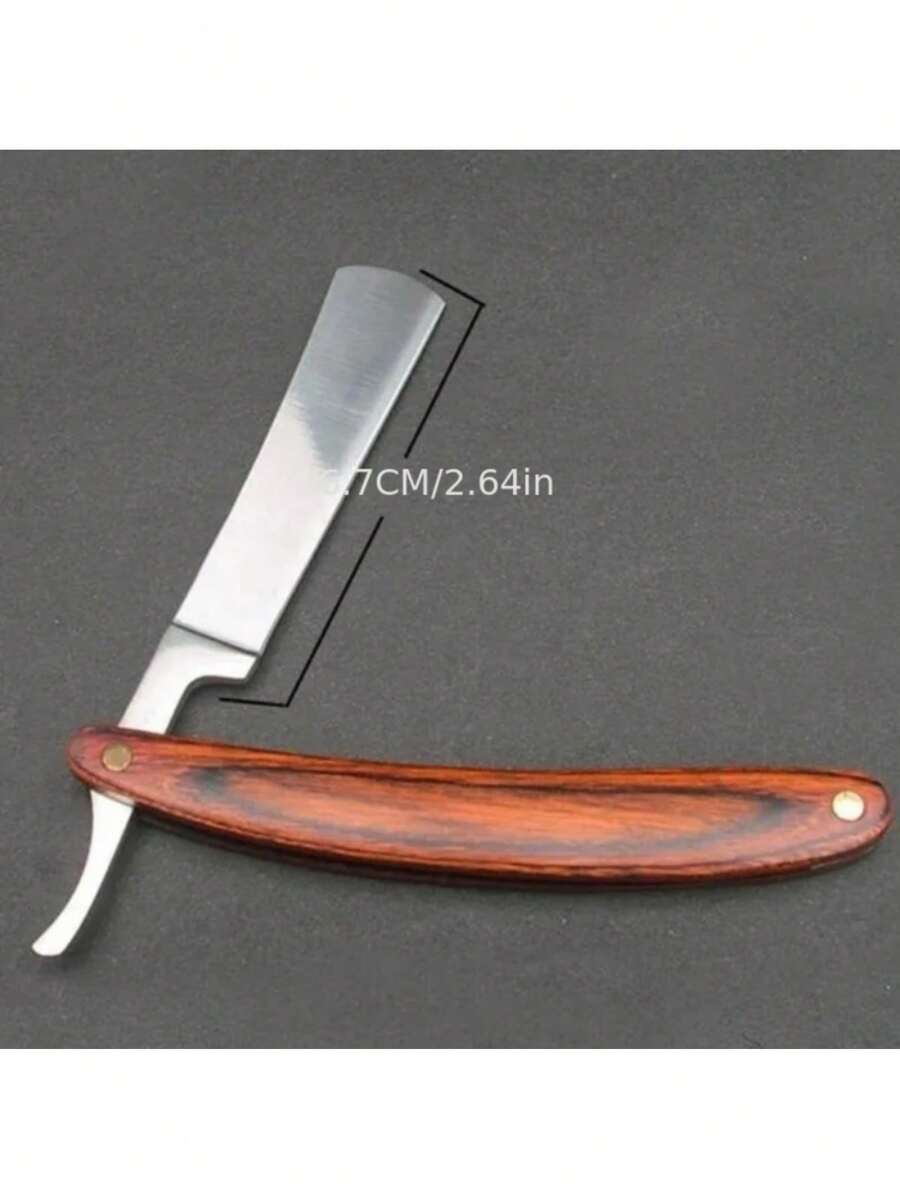 Vintage Straight Edge Razor Stainless Steel Barber Razor Wooden Handle Foldable Shaving Knife